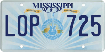 MS license plate LOP725