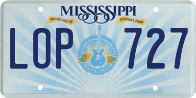 MS license plate LOP727