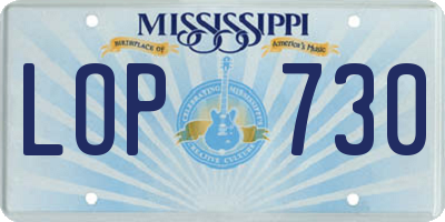 MS license plate LOP730