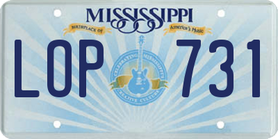 MS license plate LOP731