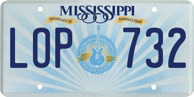 MS license plate LOP732