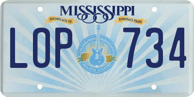 MS license plate LOP734