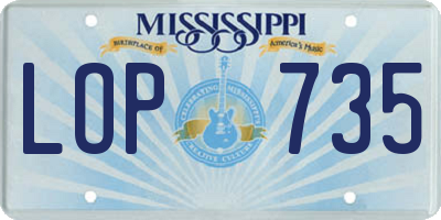 MS license plate LOP735