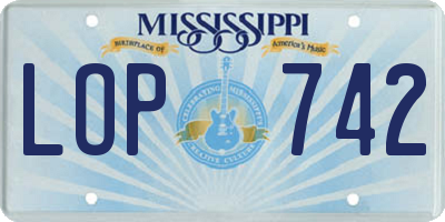 MS license plate LOP742