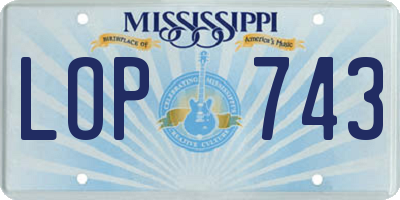 MS license plate LOP743