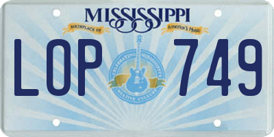 MS license plate LOP749