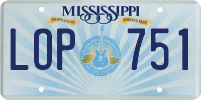 MS license plate LOP751