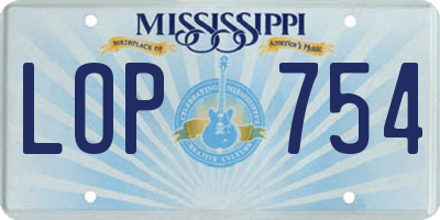 MS license plate LOP754