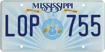 MS license plate LOP755
