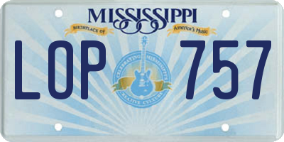 MS license plate LOP757