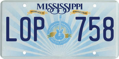 MS license plate LOP758