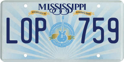 MS license plate LOP759