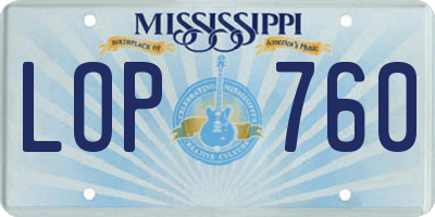 MS license plate LOP760