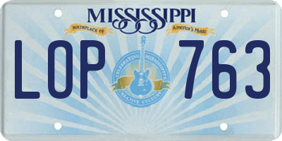 MS license plate LOP763