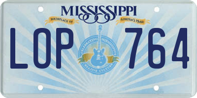 MS license plate LOP764