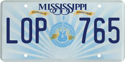 MS license plate LOP765