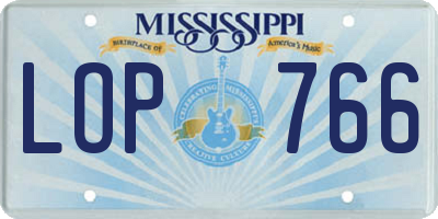 MS license plate LOP766