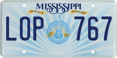 MS license plate LOP767