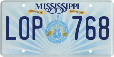 MS license plate LOP768