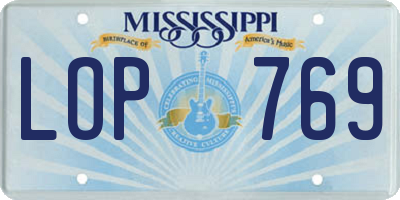 MS license plate LOP769