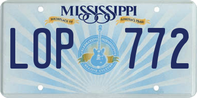 MS license plate LOP772