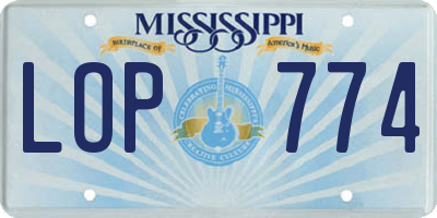 MS license plate LOP774