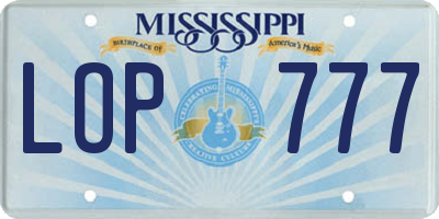 MS license plate LOP777