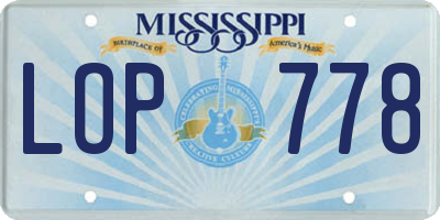 MS license plate LOP778