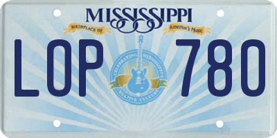 MS license plate LOP780