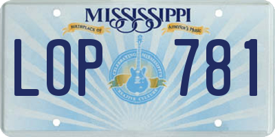 MS license plate LOP781