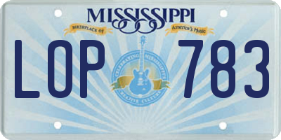 MS license plate LOP783