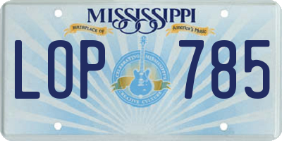 MS license plate LOP785