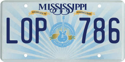 MS license plate LOP786