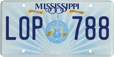 MS license plate LOP788