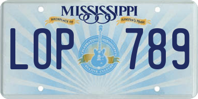 MS license plate LOP789