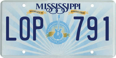 MS license plate LOP791