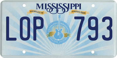 MS license plate LOP793