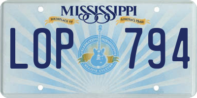 MS license plate LOP794