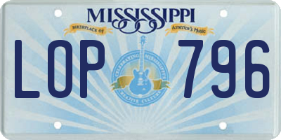 MS license plate LOP796