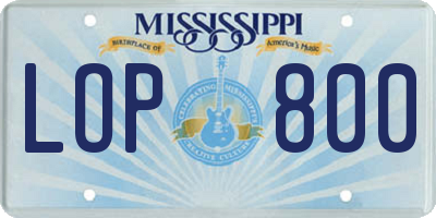 MS license plate LOP800