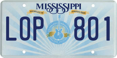 MS license plate LOP801