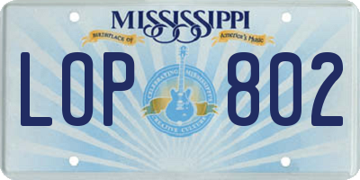 MS license plate LOP802
