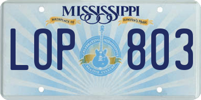 MS license plate LOP803