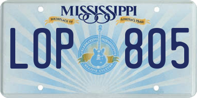 MS license plate LOP805