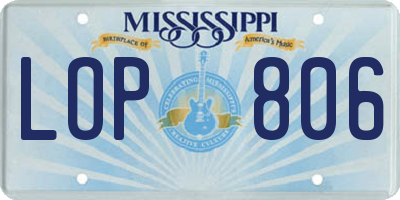 MS license plate LOP806