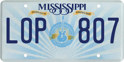 MS license plate LOP807