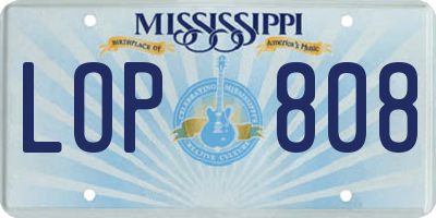 MS license plate LOP808