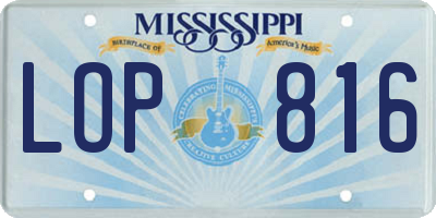MS license plate LOP816