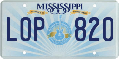 MS license plate LOP820