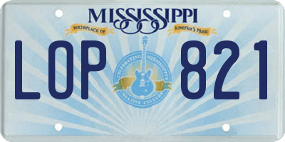 MS license plate LOP821